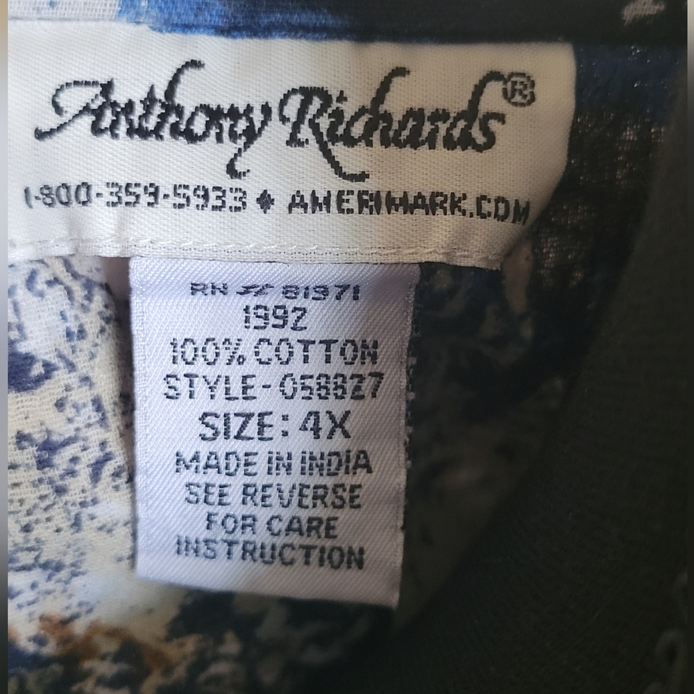 Vintage Anthony Richards Blue Floral MooMoo Size 4X (Fits Like 1X) - Picture 4 of 8